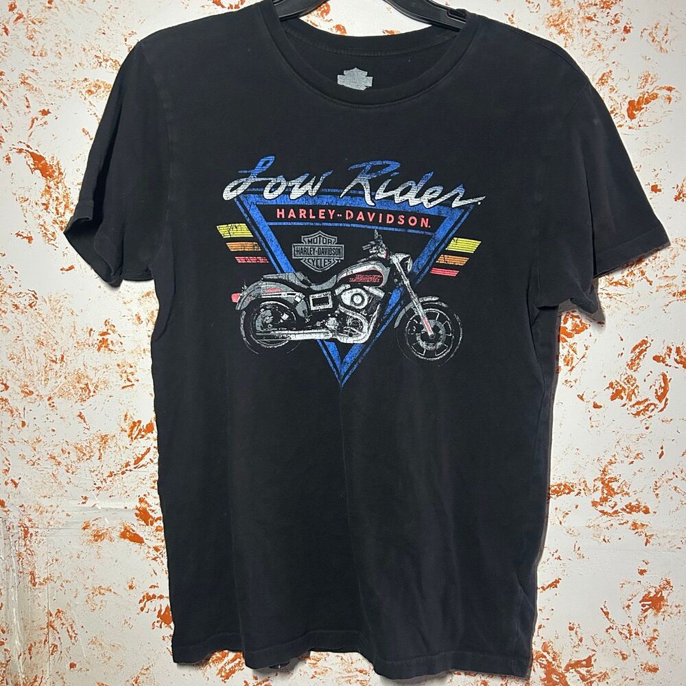 Harley Davidson Low Rider Motorcycle Graphic T Shirt Black Mens Large